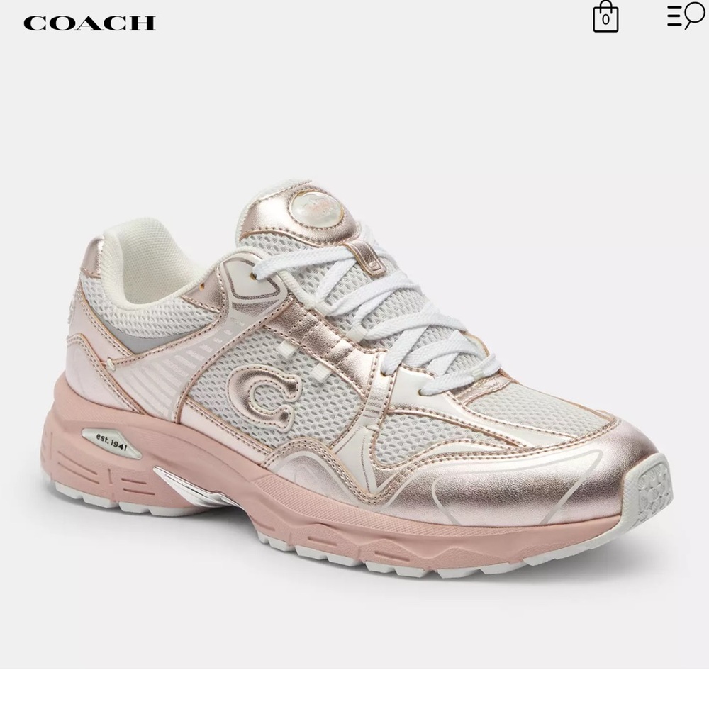 Coach Pink and White Sneakers Athletic Style